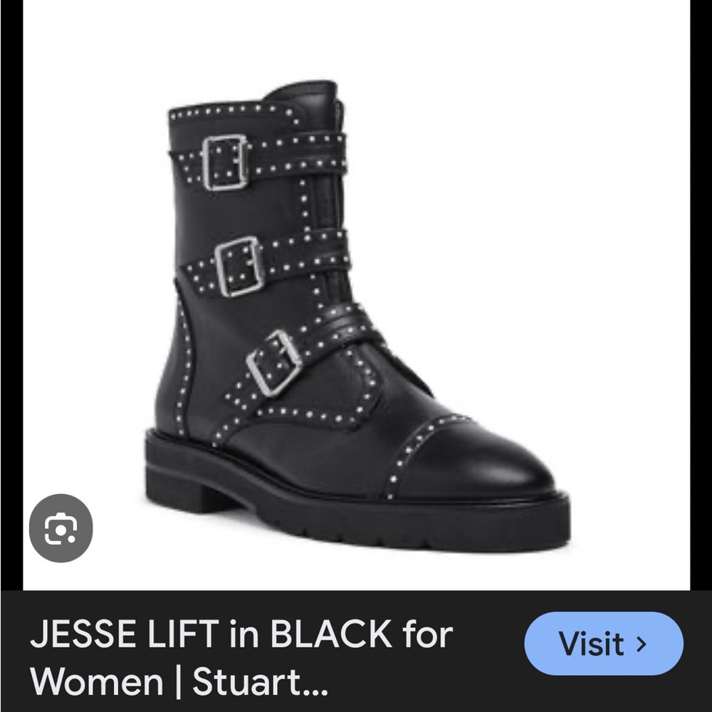 Stuart Weitzman Jesse Black Leather Boots Studded